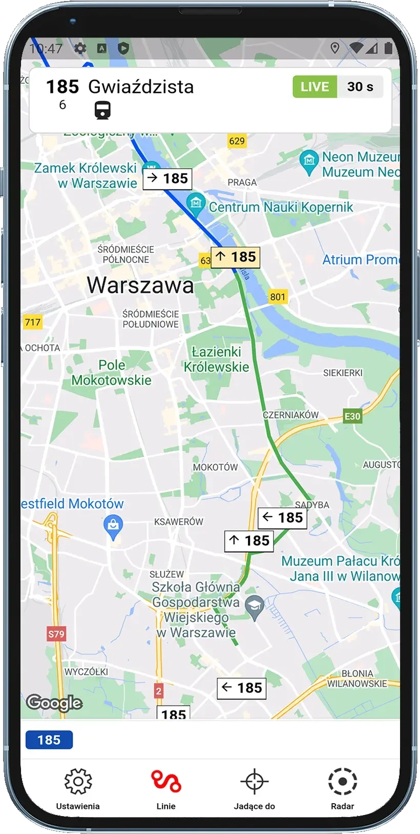 Screenshot dell'app
