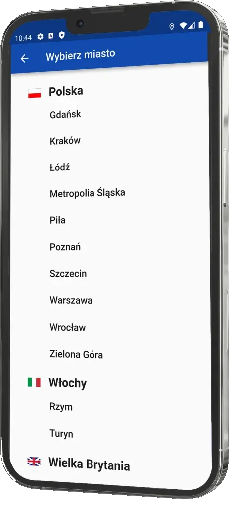Screenshot - città supportate